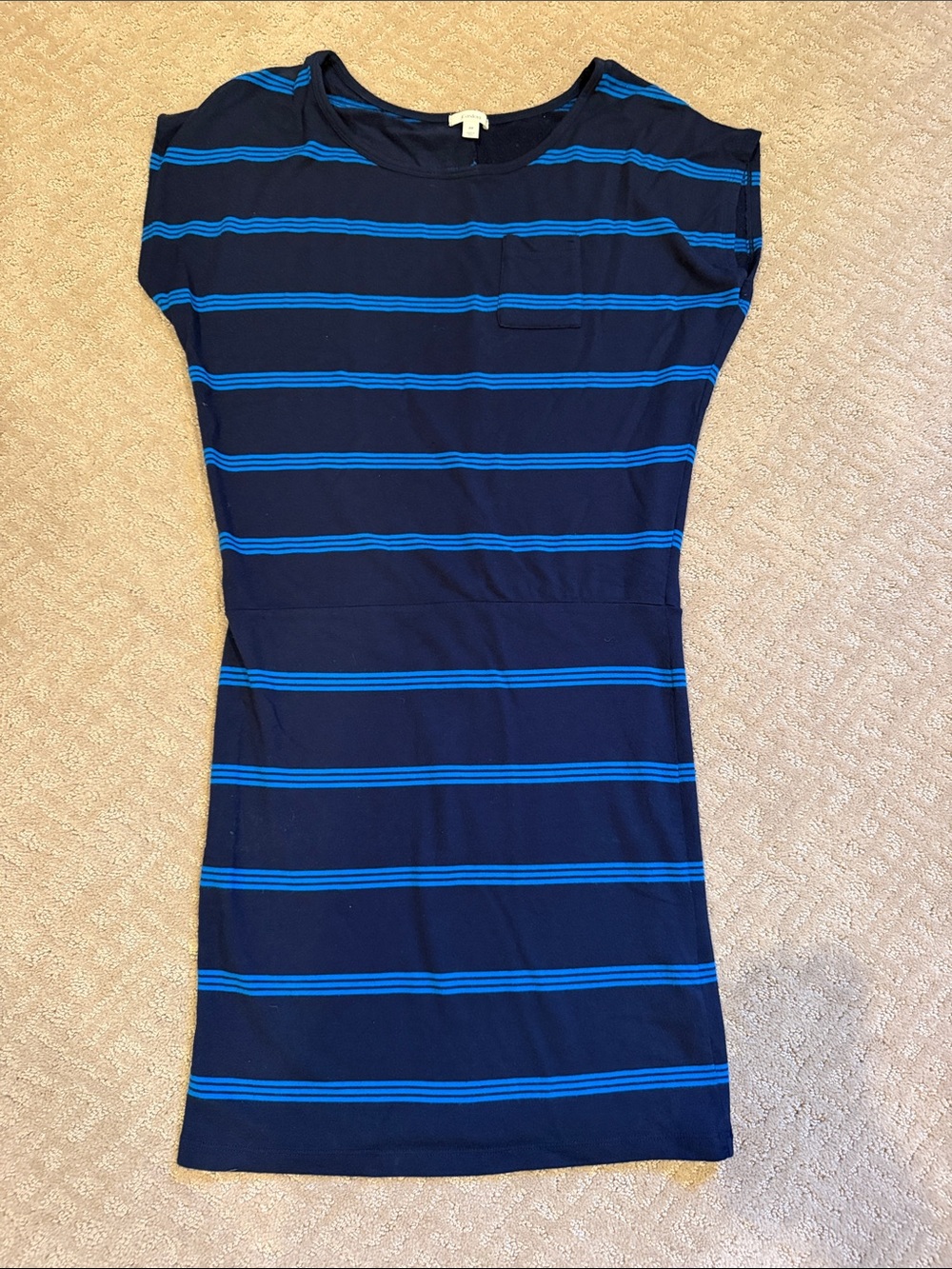 Caslon Striped Modal Knit T-Shirt Dress XS Navy Blue Nordstrom